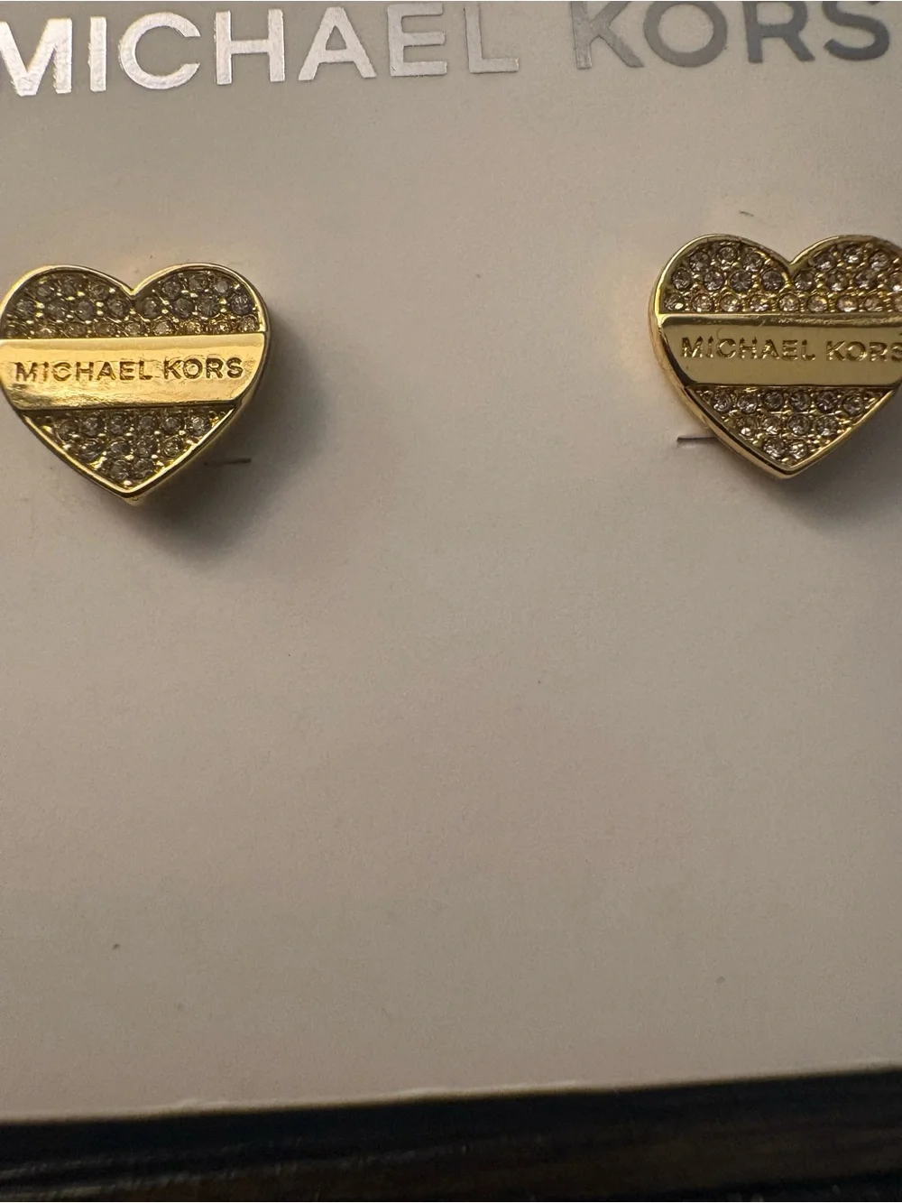 NEW Michael Kors Gold Heart Logo Stud Earrings